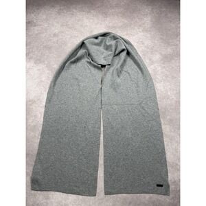 BOSS Hugo‎ Boss Scarf Mens One Size Gray Knit Logo Patch Classic Winter